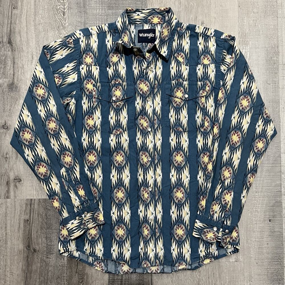 Wrangler Long Sleeve Checotah Print Pearl Snap Long Sleeve Aztec Button Shirt XS